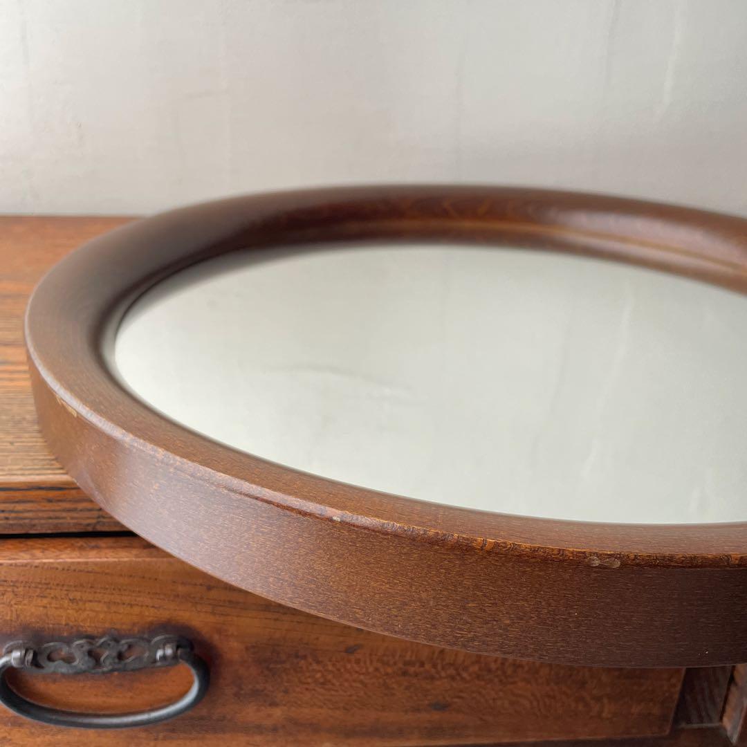 柳宗理　秋田木工　木製　壁掛けミラー　壁掛け鏡 円形　直径約40cm