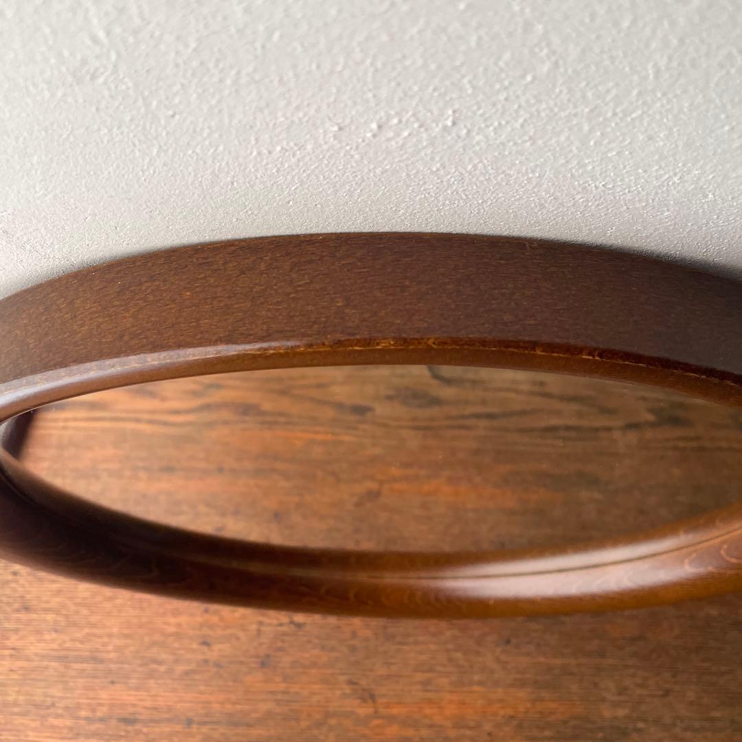柳宗理　秋田木工　木製　壁掛けミラー　壁掛け鏡 円形　直径約40cm