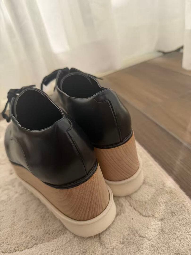ステラマッカートニー　レザー プラットフォームスニーカー 黒　37