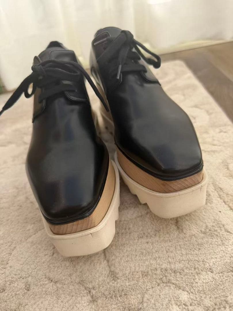 ステラマッカートニー　レザー プラットフォームスニーカー 黒　37