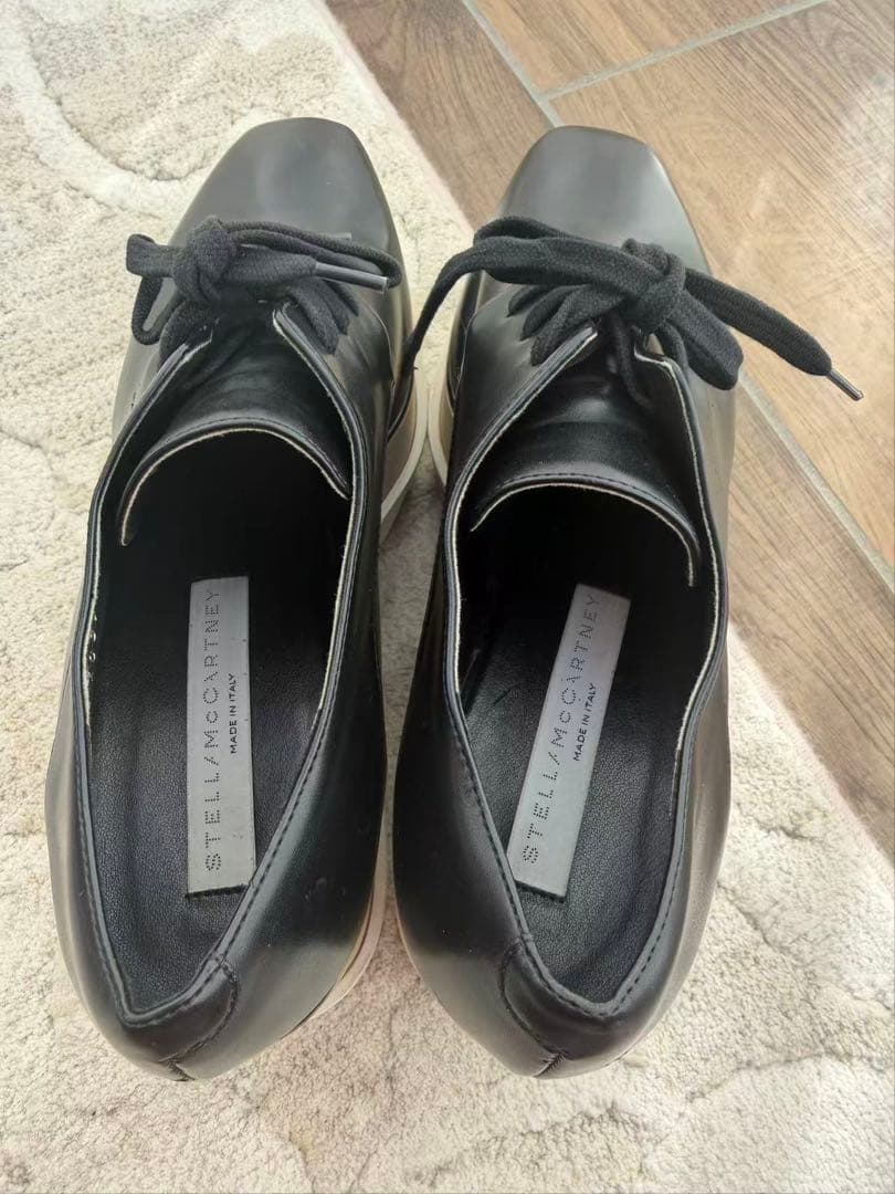 ステラマッカートニー　レザー プラットフォームスニーカー 黒　37