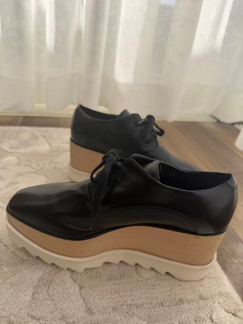 ステラマッカートニー　レザー プラットフォームスニーカー 黒　37