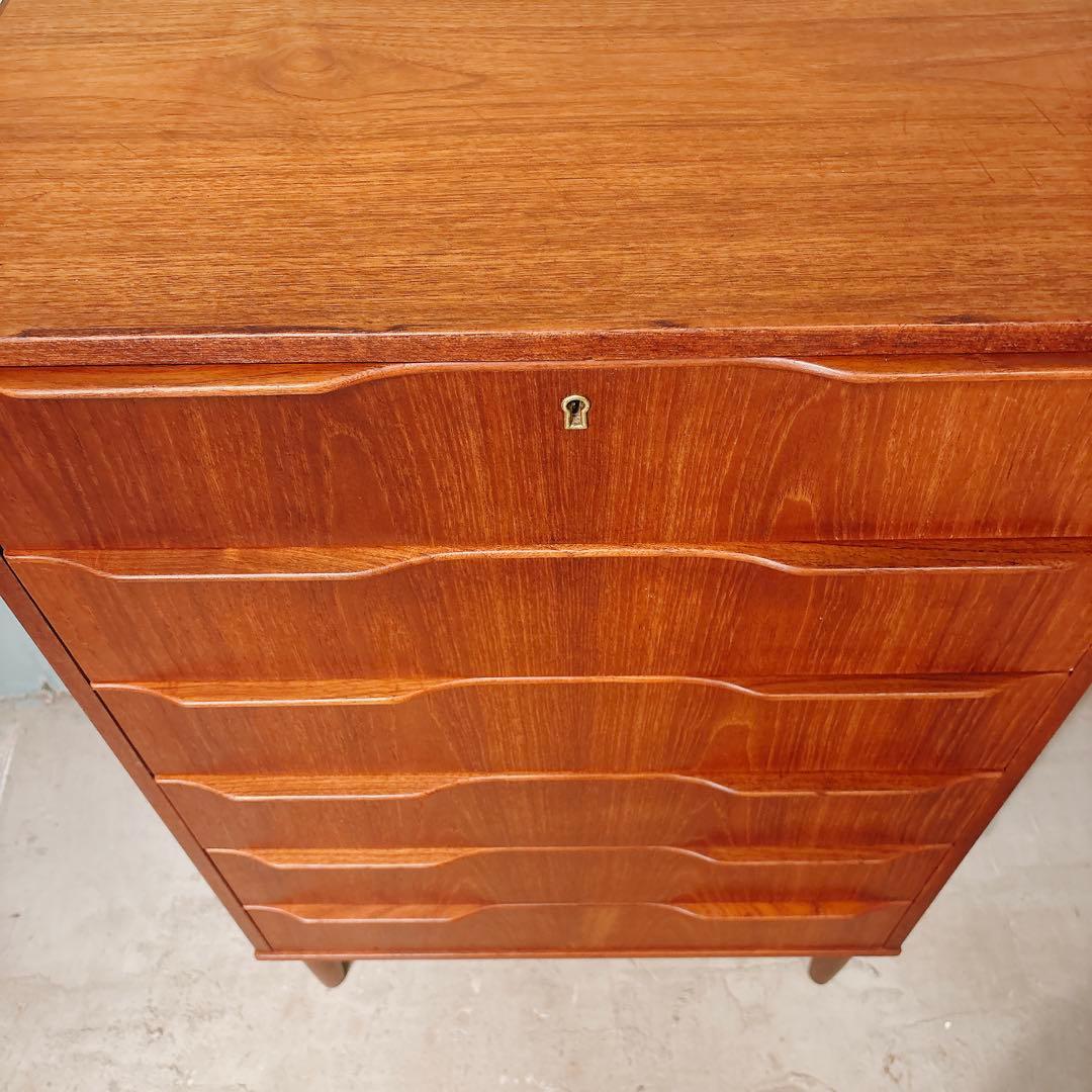 デンマーク　チーク材　六段チェスト　北欧家具　北欧ビンテージ