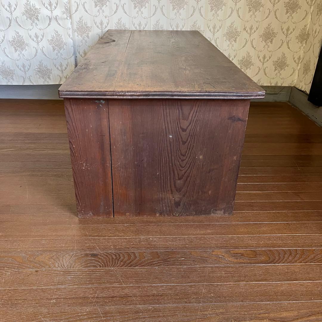 【アンティーク】木製 無垢 文机 作業台 引き出し 書斎机 座卓 古民家 古道具