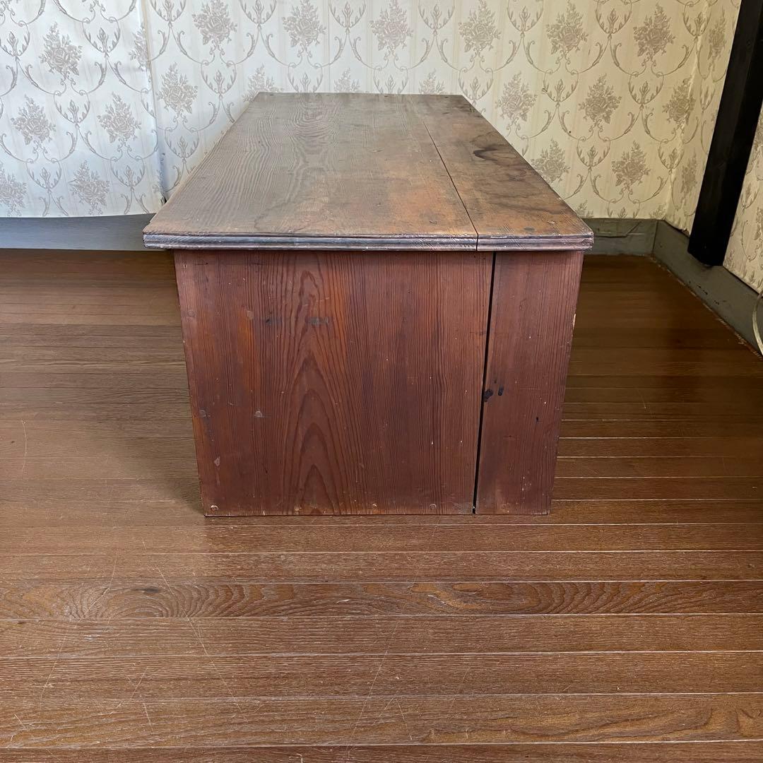 【アンティーク】木製 無垢 文机 作業台 引き出し 書斎机 座卓 古民家 古道具