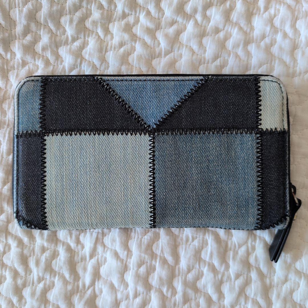DIESEL　ディーゼル　長財布　デニム地　ブルー　ラウンドジップ　パッチワーク