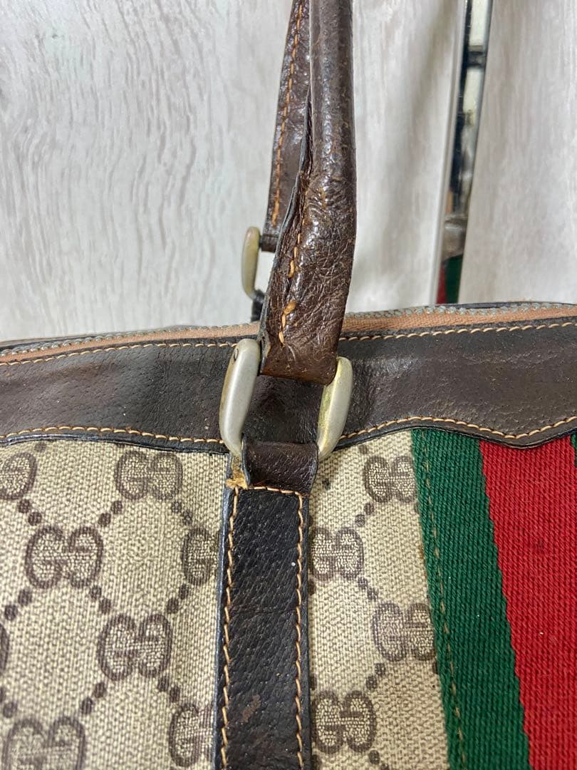 GUCCI ボストンバッグ　シェリーライン　GG スプリーム　PVC レザー