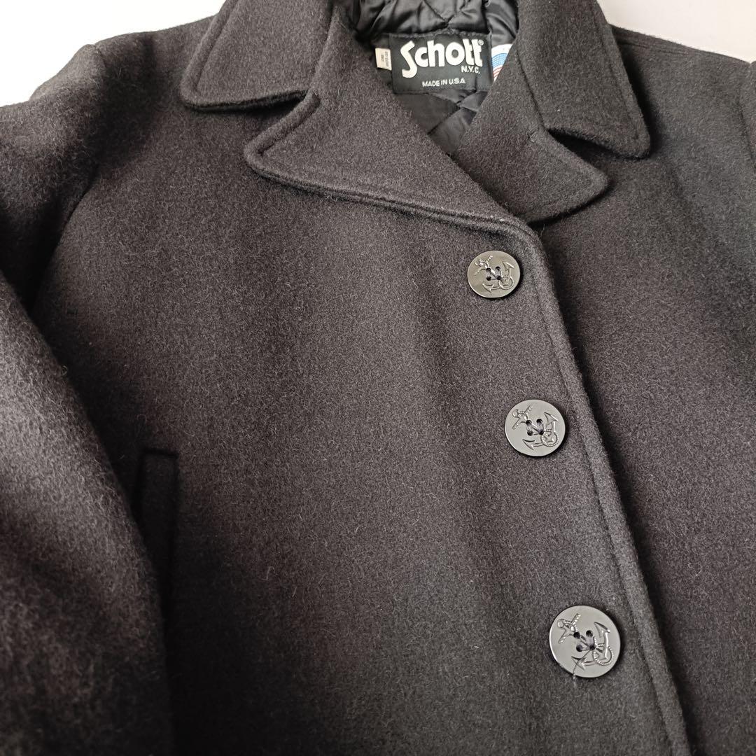 ショット　ピーコート　黒 ウール シングル 42 メンズ　美品　米国製