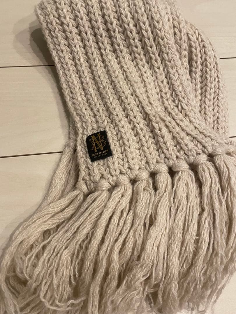 UNITED ARROWS バトナー オフホワイト マフラー フリンジ