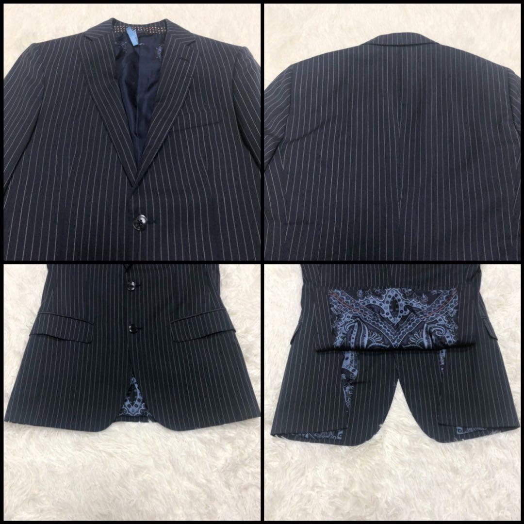 美品 ETRO スーツ セットアップ 44 ストライプ 裏地ペイズリー柄 希少