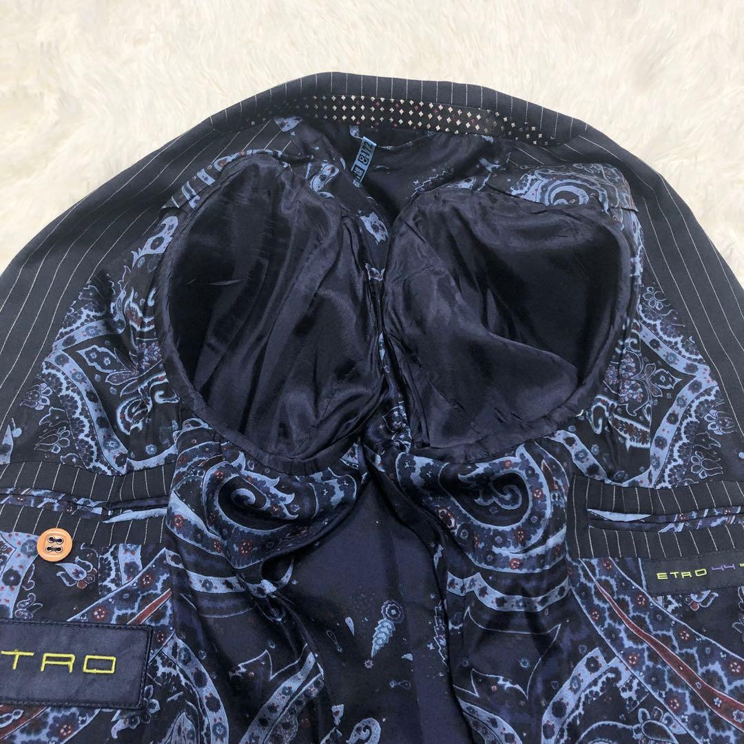 美品 ETRO スーツ セットアップ 44 ストライプ 裏地ペイズリー柄 希少