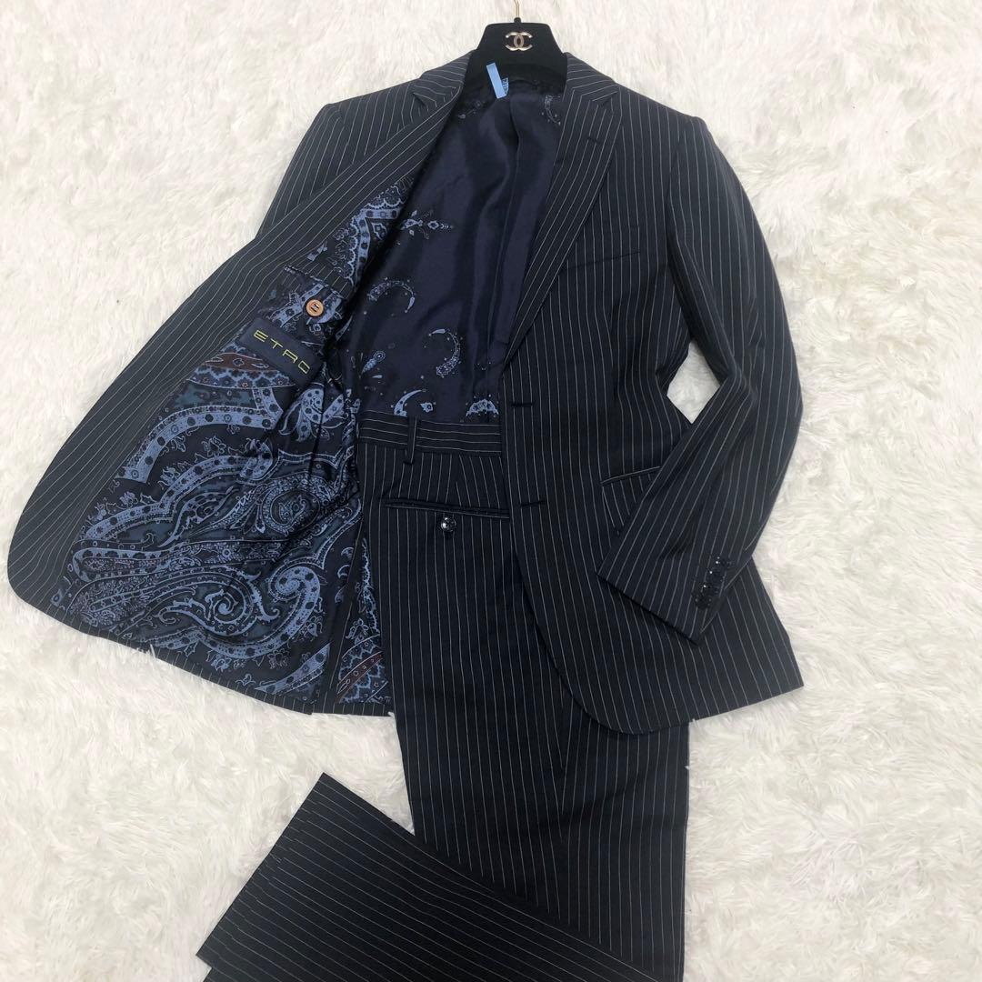 美品 ETRO スーツ セットアップ 44 ストライプ 裏地ペイズリー柄 希少
