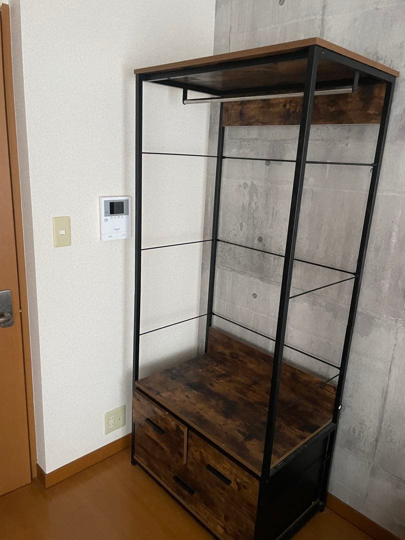 ハンガーラック 引き出し付き　Nステイン送料込み3/21終了