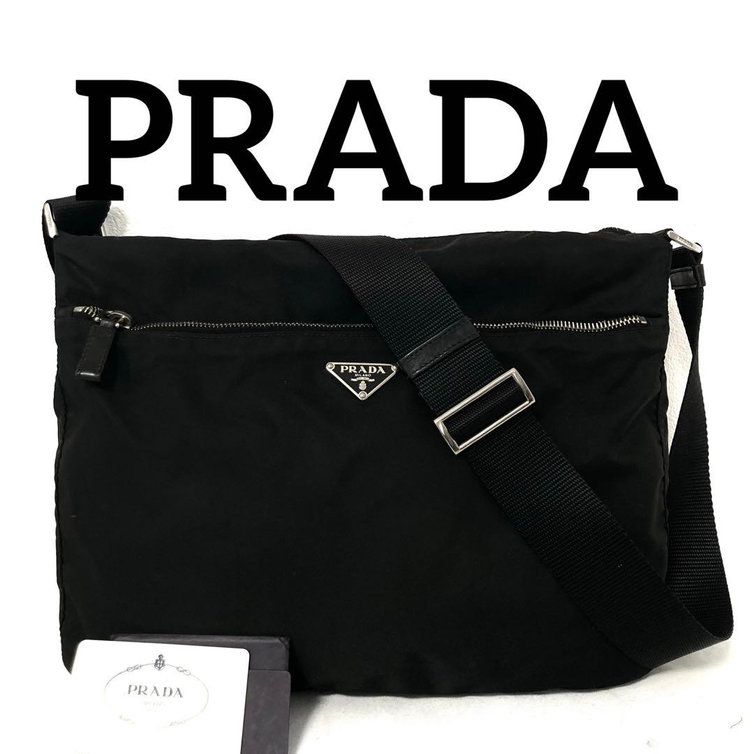 良品　PRADA プラダ　ショルダーバッグ　ナイロン　トートバッグ　ブラック　黒