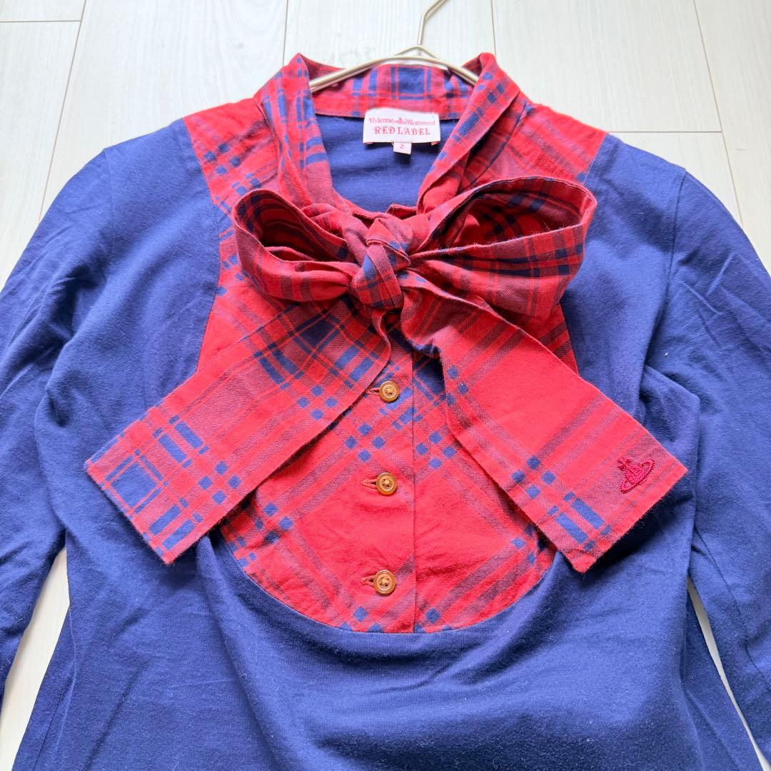 希少✨ ヴィヴィアンウエストウッド　ボウタイカットソー タータンチェック　オーブ