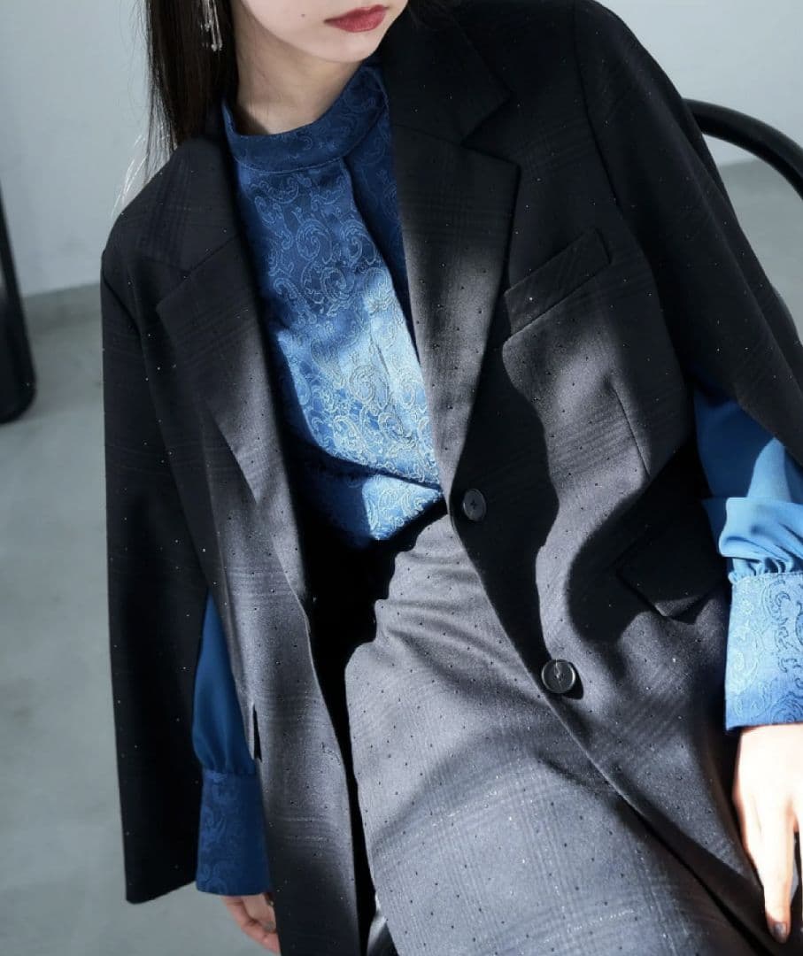 HARE ヴィンテージソデアキビッグテーラードジャケット チェック ブラック