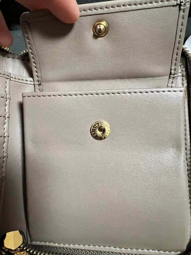 【美品】ステラマッカートニー★ラウンドファスナー二つ折り財布 ピンクベージュ