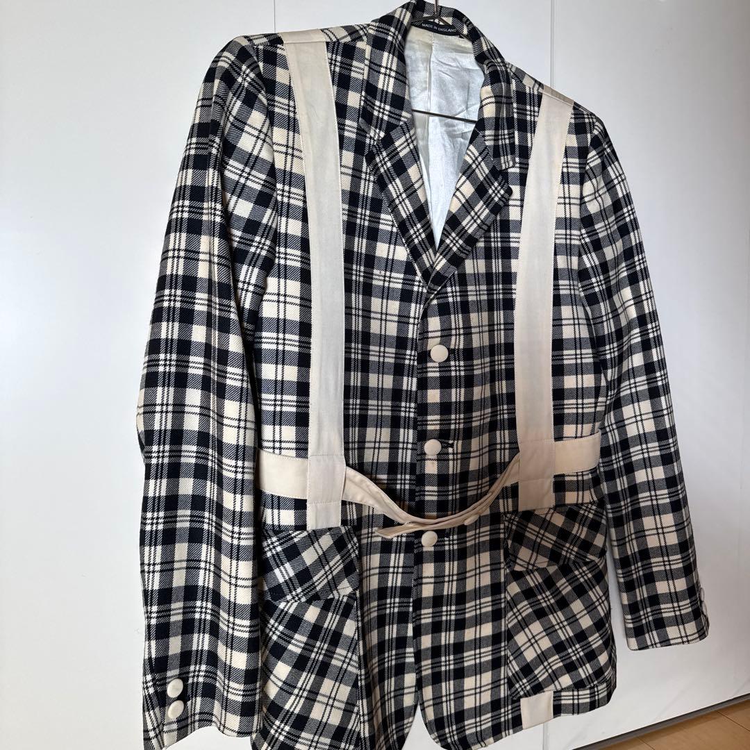 希少　1970s 英国製 ヴィンテージ チェック ウール テーラード　ユーロ