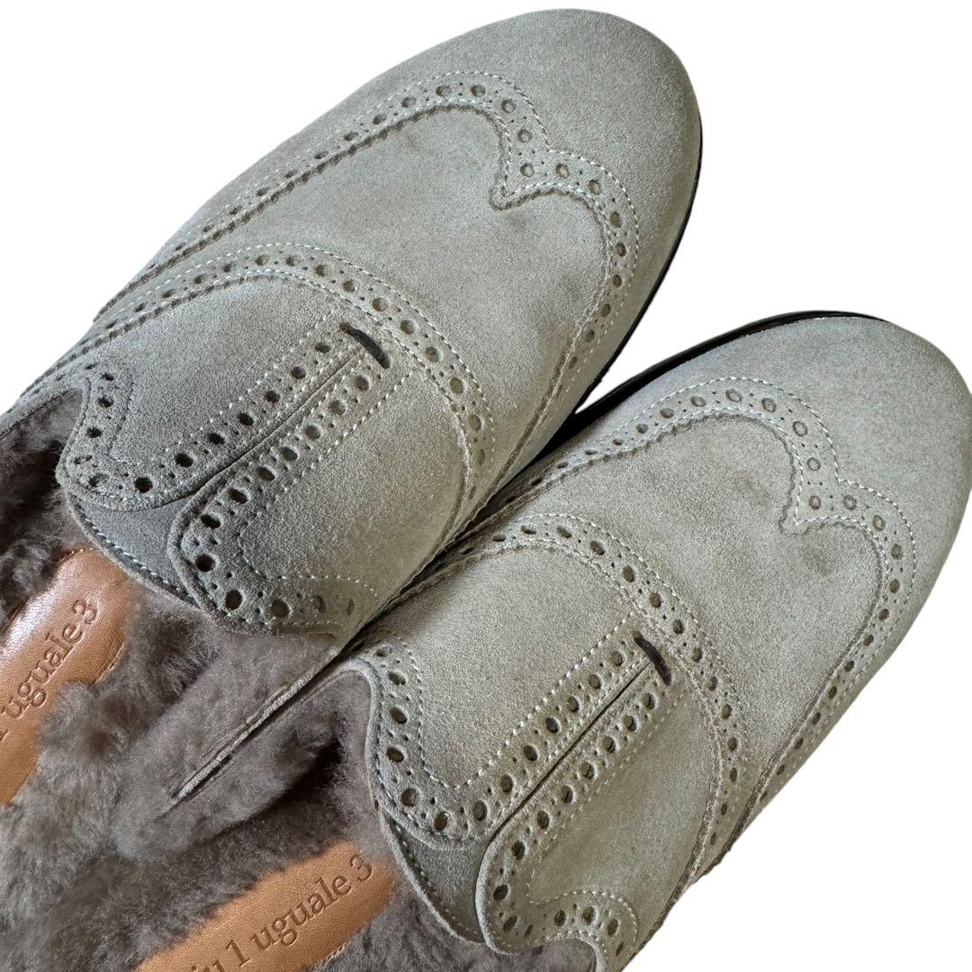 美品ウノピュウノウグァーレトレ/ウィングチップファーサンダル/ベージュ43