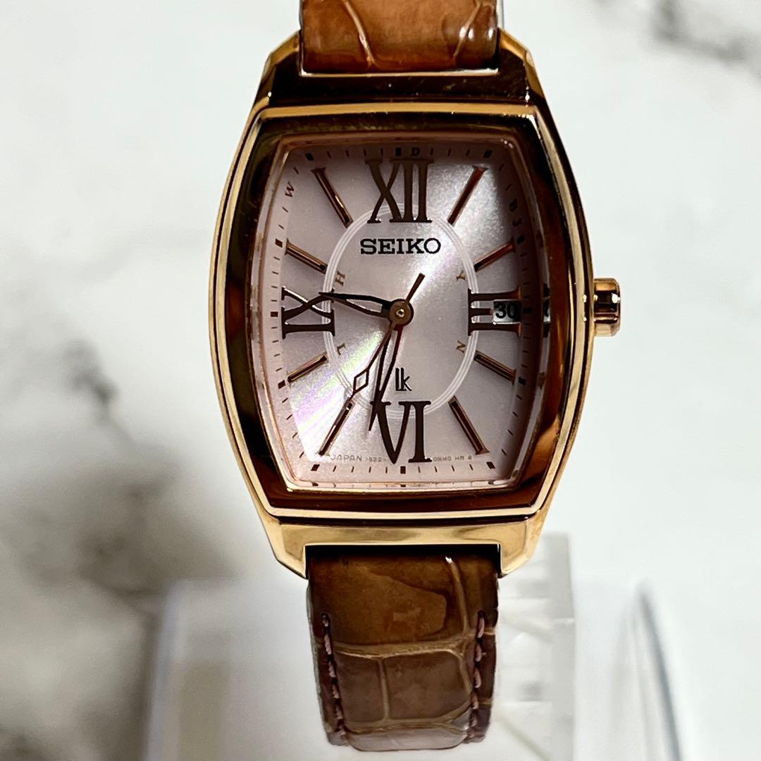 稼働美品 セイコールキア レディース腕時計 1B22-0AP0 トノー型 ピンク