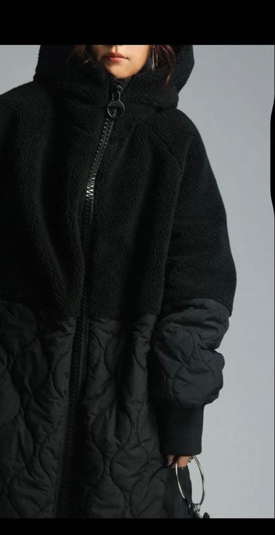 ビッグファスナー ロングコート レディース ボアアウター　アンティカ