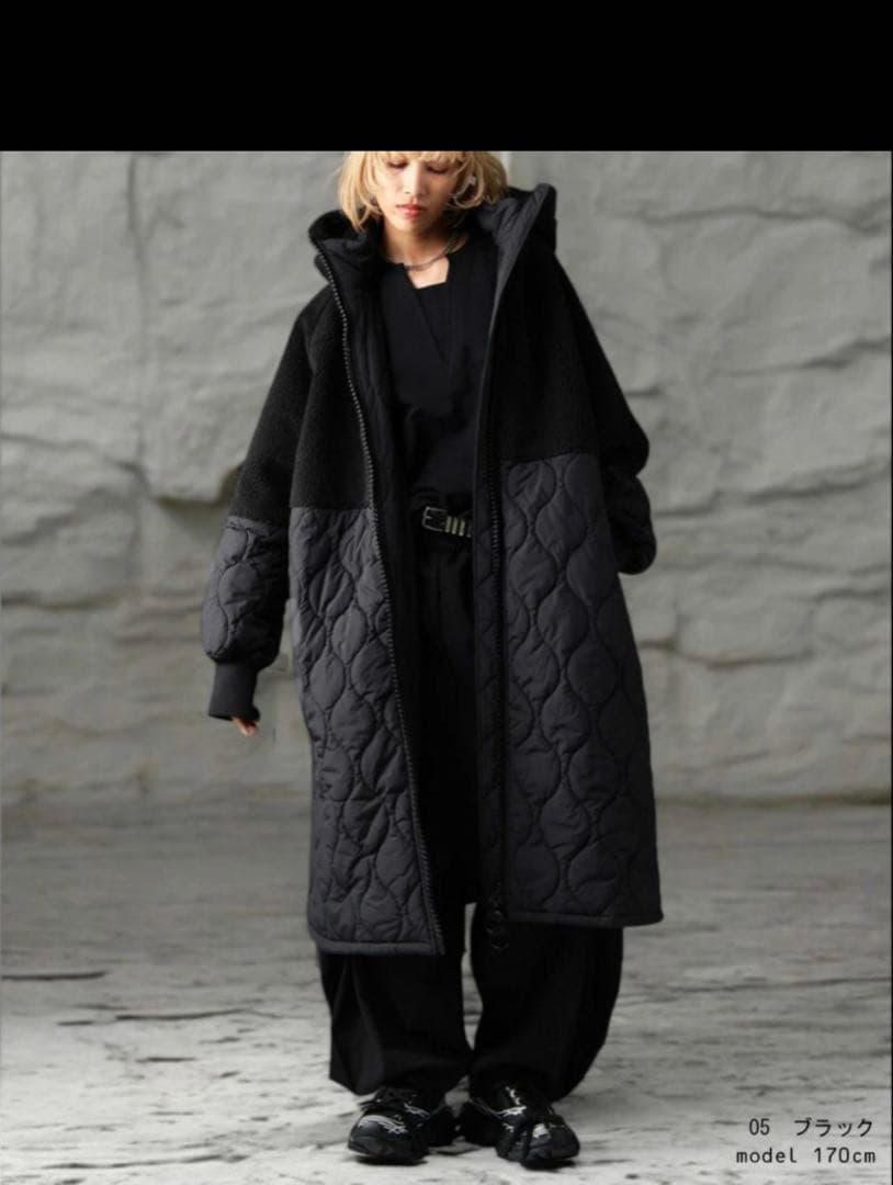 ビッグファスナー ロングコート レディース ボアアウター　アンティカ