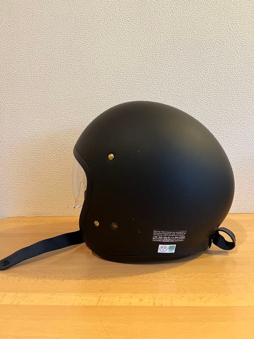 マットブラック ジェットヘルメット スモークシールド付き