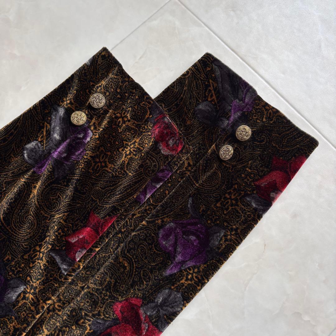 昭和レトロ 日本製 グランド 花柄ベロア金ボタンショートジャケット 13号