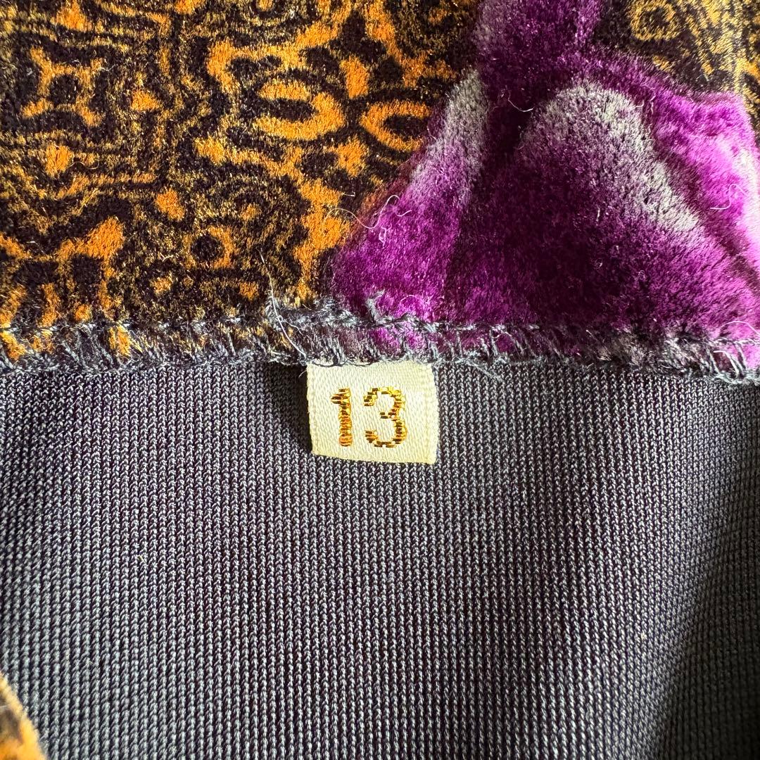 昭和レトロ 日本製 グランド 花柄ベロア金ボタンショートジャケット 13号