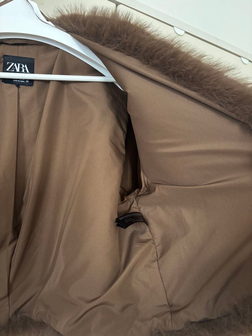 美品 ZARA ショートフェイクファーコート M ブルゾン アウター ブラウン