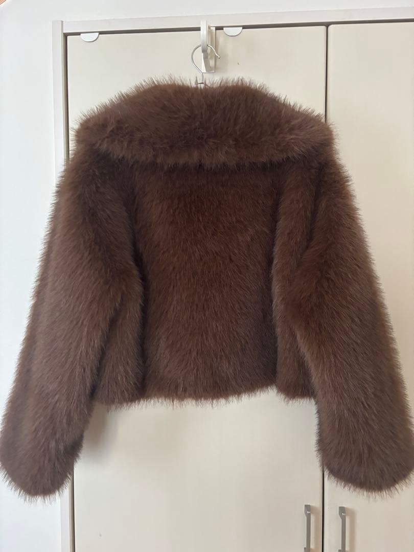 美品 ZARA ショートフェイクファーコート M ブルゾン アウター ブラウン