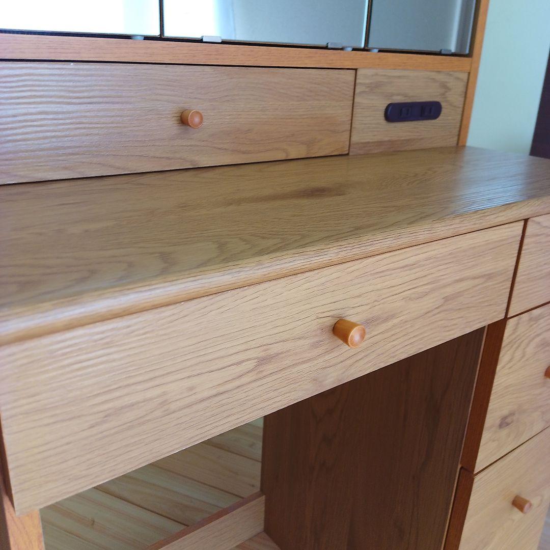 【お値下げ】3面鏡 シンプルドレッサー・鏡台　スツール付き