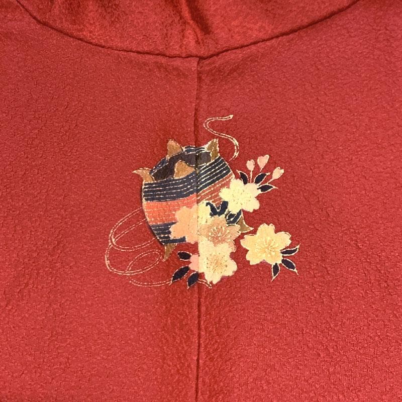 511z42〇こむさでもーど 色無地 中振袖 洒落紋 赤〇美品 成人式 結婚式