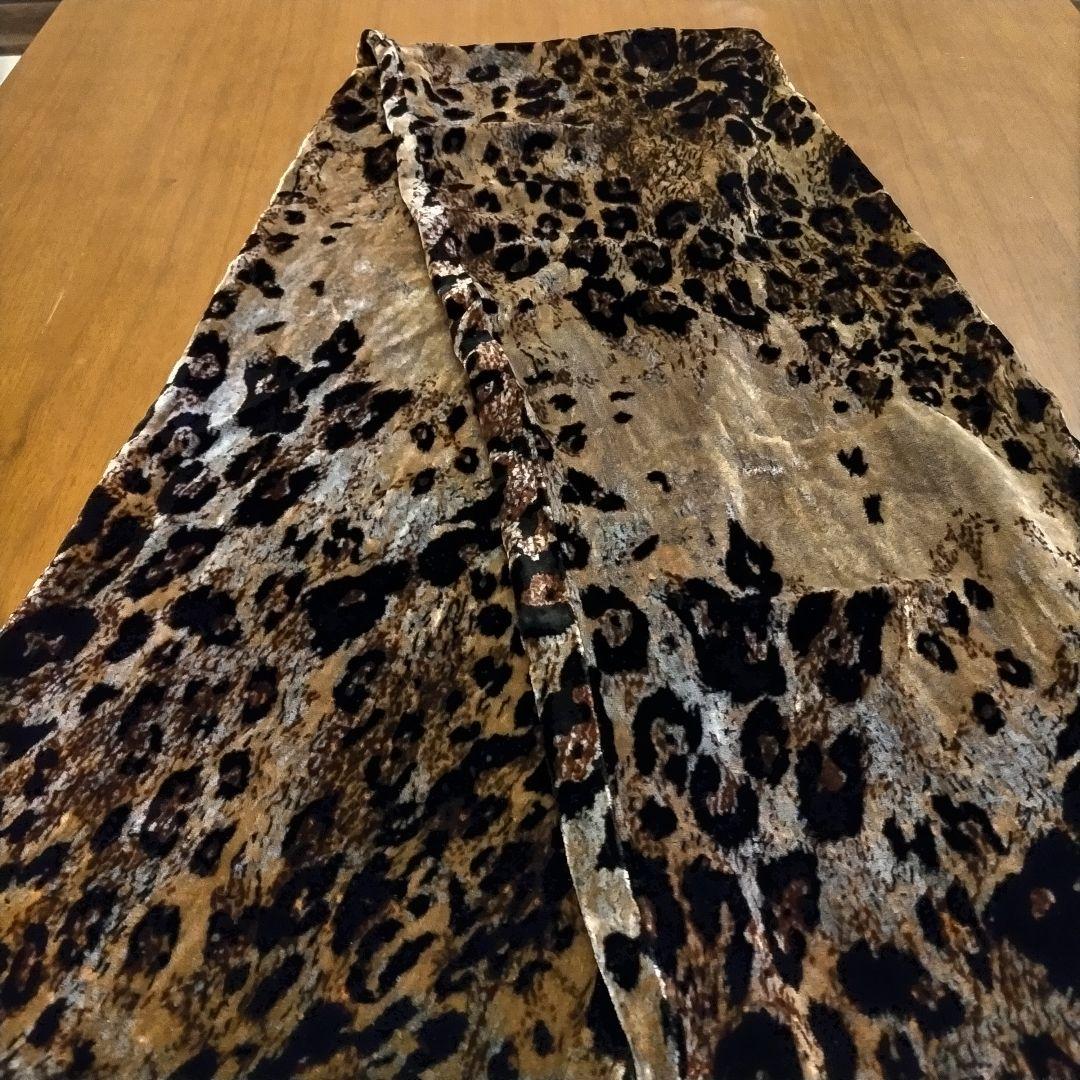 ＲＯＥＮブラウン レオパード柄 ベルベット ストール