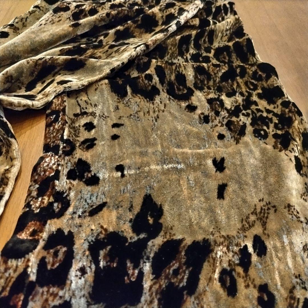 ＲＯＥＮブラウン レオパード柄 ベルベット ストール