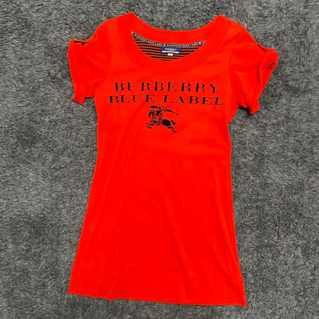 美品 BURBERRY バーバリー Tシャツ オレンジ ホースマーク