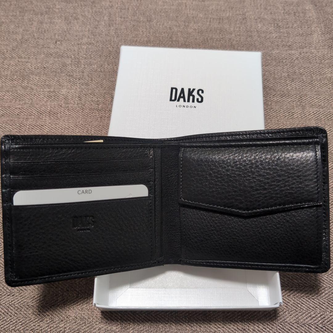 DAKS ブラックレザー 二つ折り財布