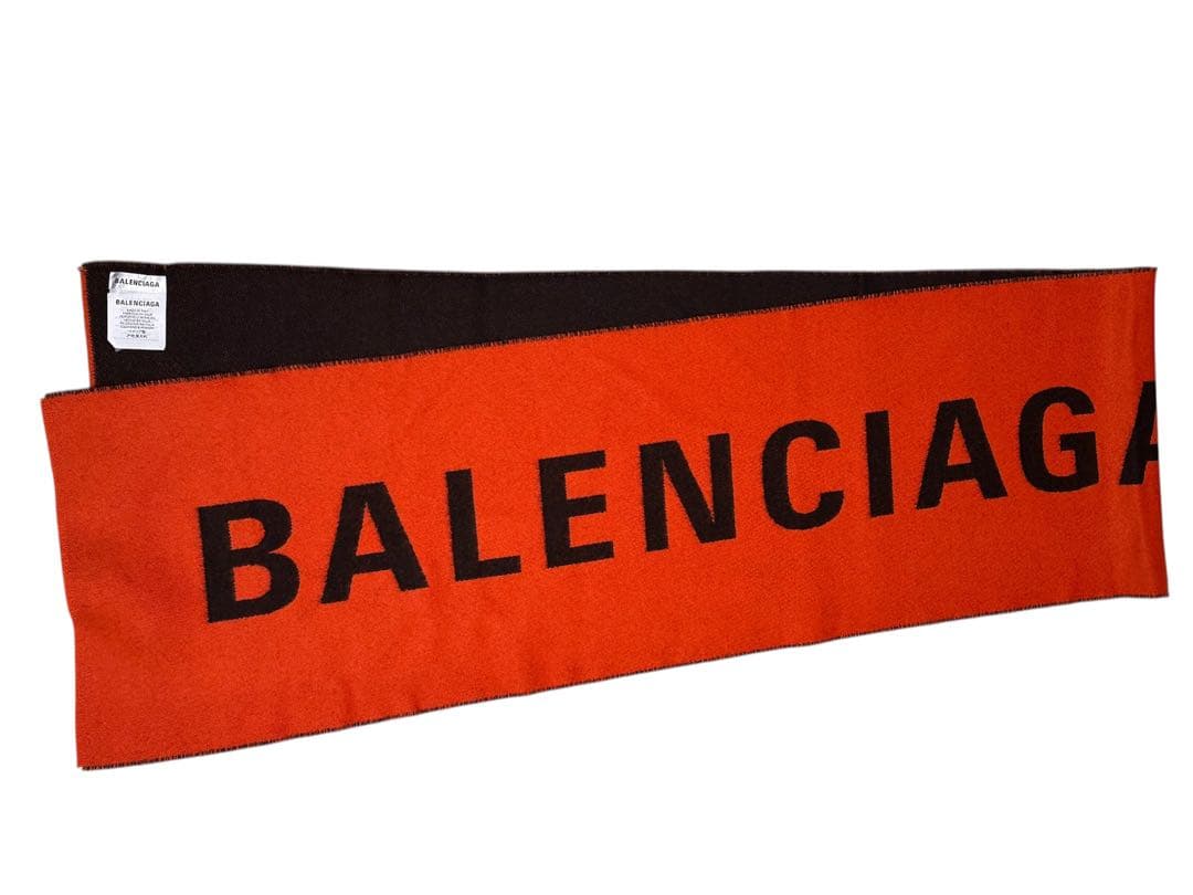 マ*助様 【極美品】BALENCIAGA マフラー オレンジ×ブラック