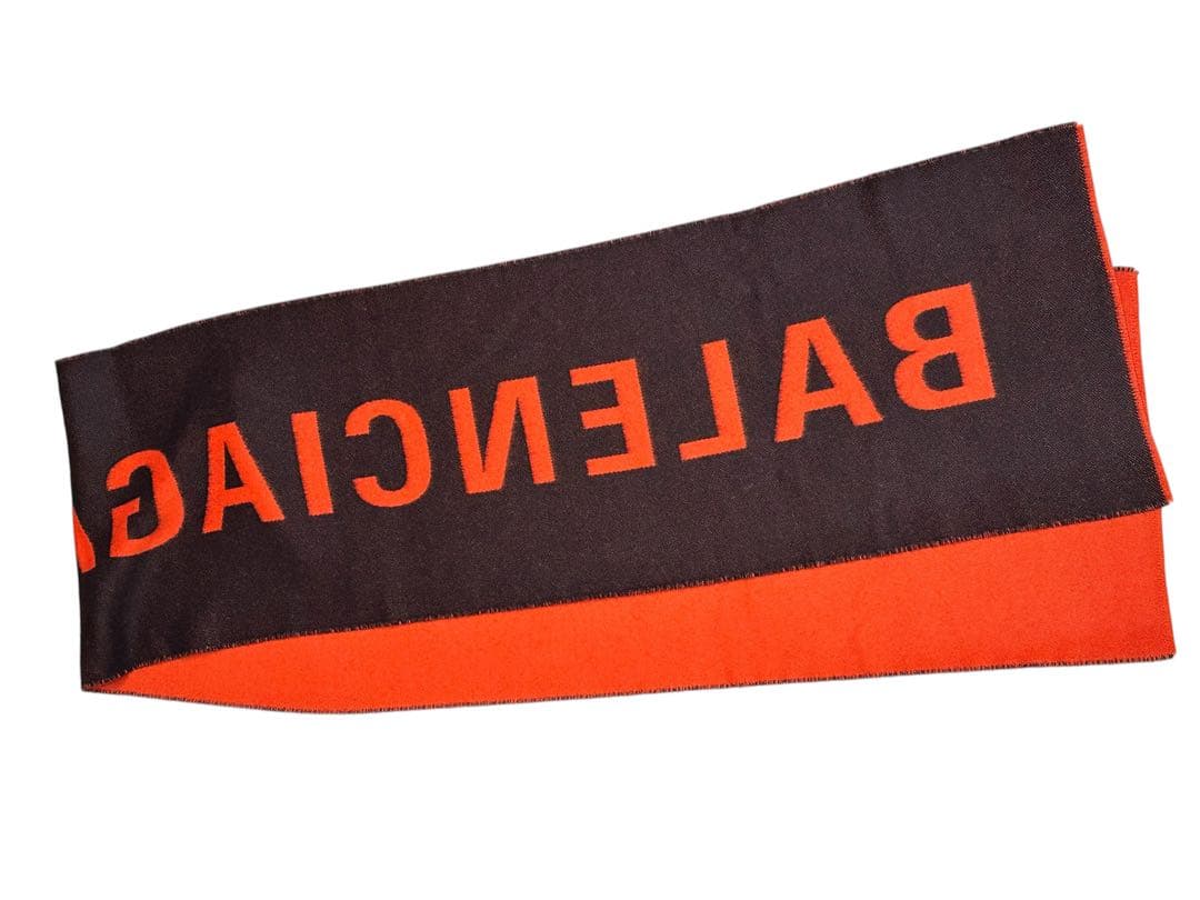 マ*助様 【極美品】BALENCIAGA マフラー オレンジ×ブラック