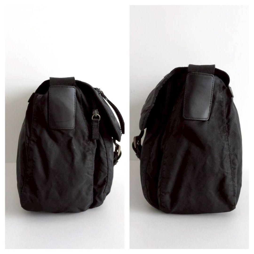良品 プラダ ナイロン レザー ショルダーバッグ 鞄 黒 レディース メンズ