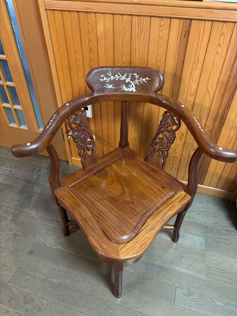 m*7様 美品　アジアンスタイル 木製椅子 螺鈿細工②
