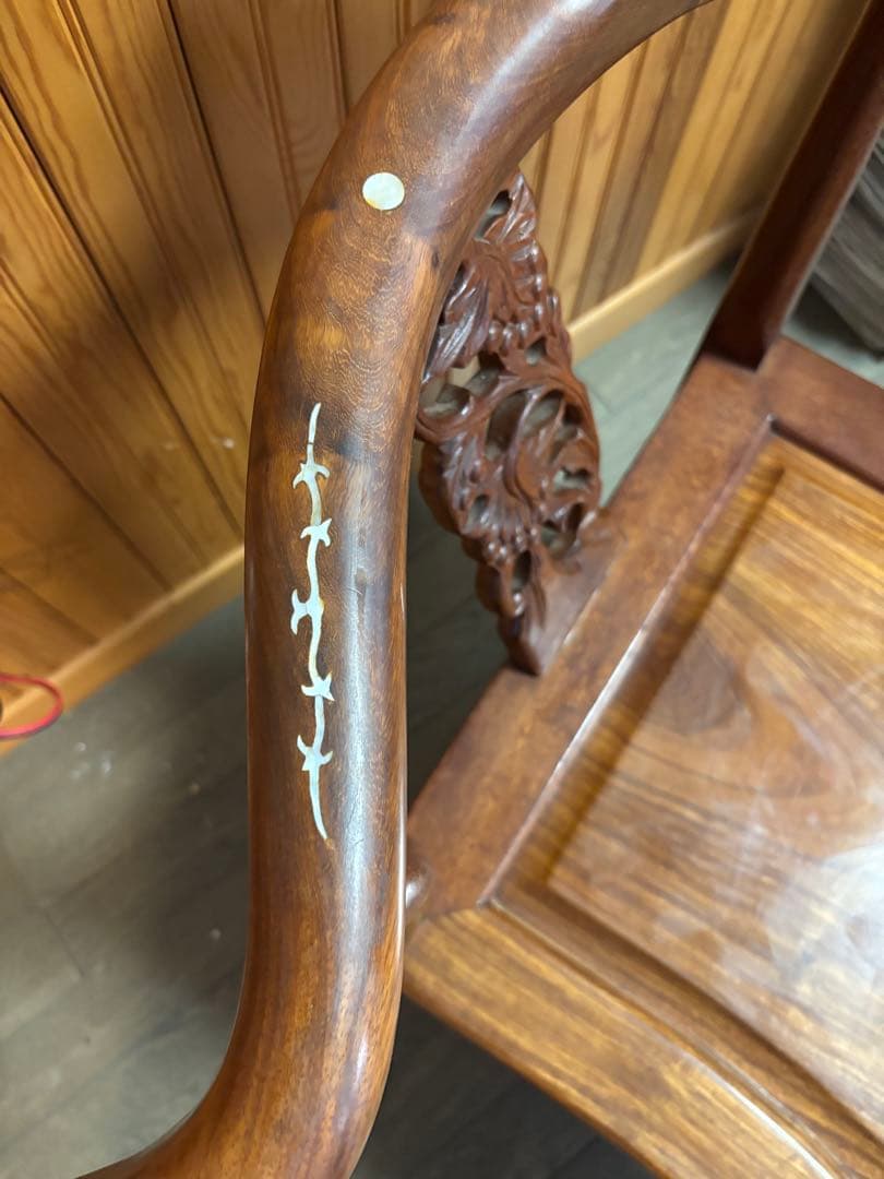 m*7様 美品　アジアンスタイル 木製椅子 螺鈿細工②