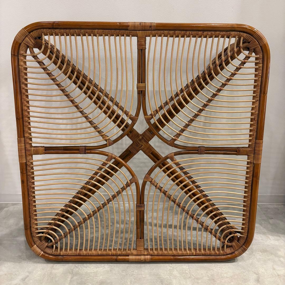 ラタン　ローテーブル　ガラス天板　美品