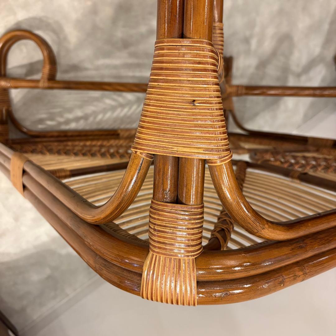 ラタン　ローテーブル　ガラス天板　美品