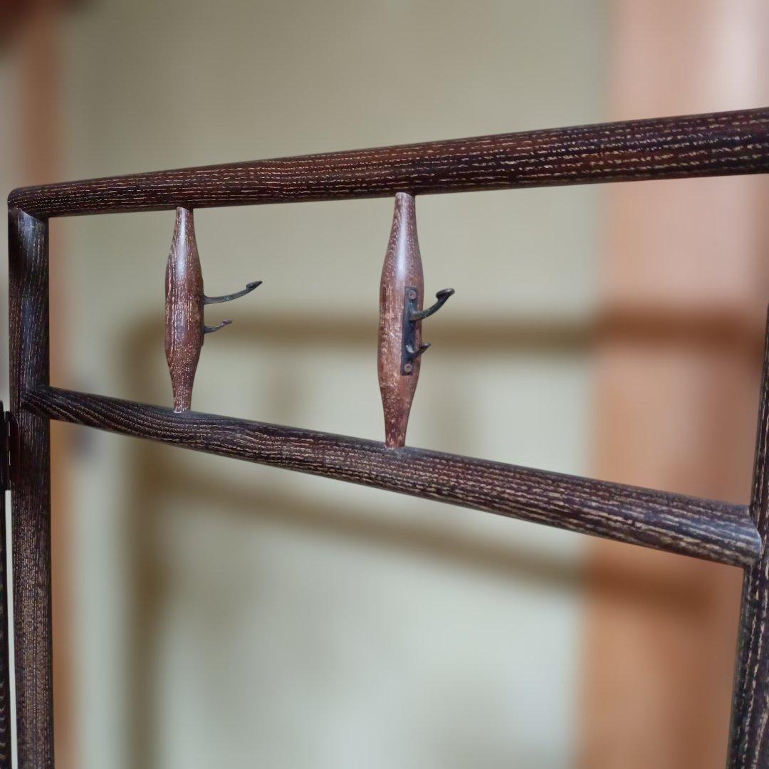 【昭和レトロ】衣桁　着物かけ　木製　フック付き　服かけ