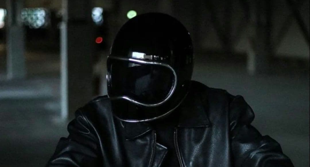 ヴィンテージ風ヘルメット ブラック クローム