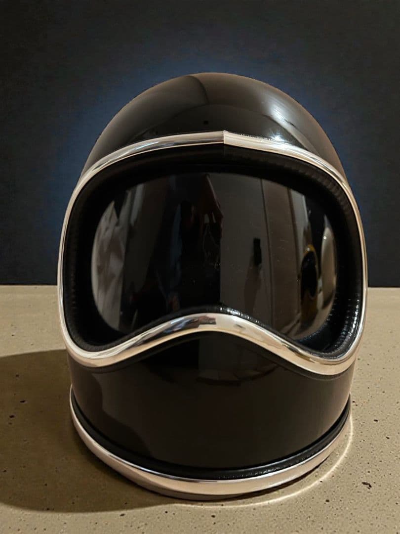 ヴィンテージ風ヘルメット ブラック クローム