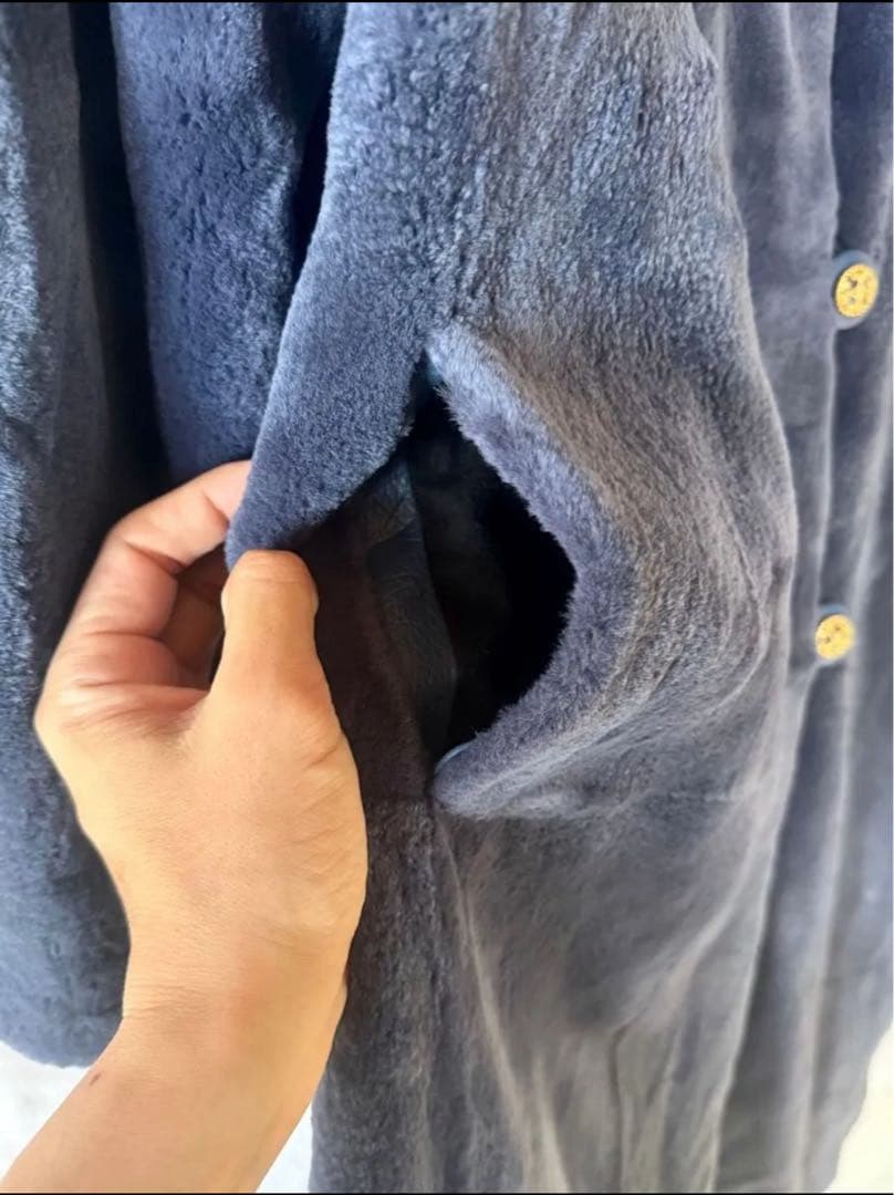 【保証書付き】定価75万円 EMBA シェアードミンクミネラルブルーロングコート