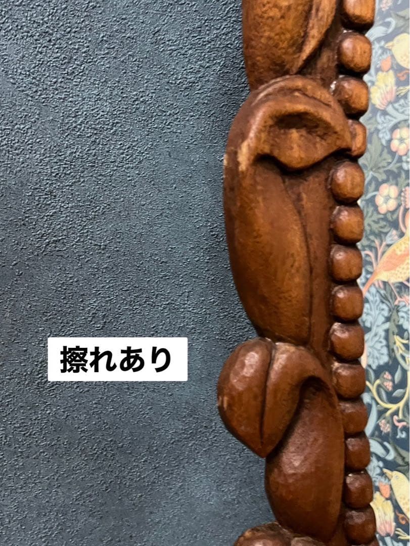 S-fam＊大きめ 木彫り 壁掛けミラー 鏡 インテリア アンティーク