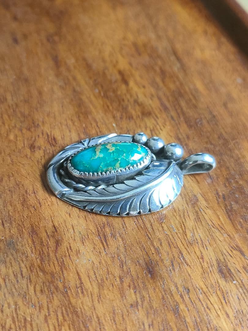 なつきナバホ族ロイストンターコイズSTERLING シルバーペンダント　オ